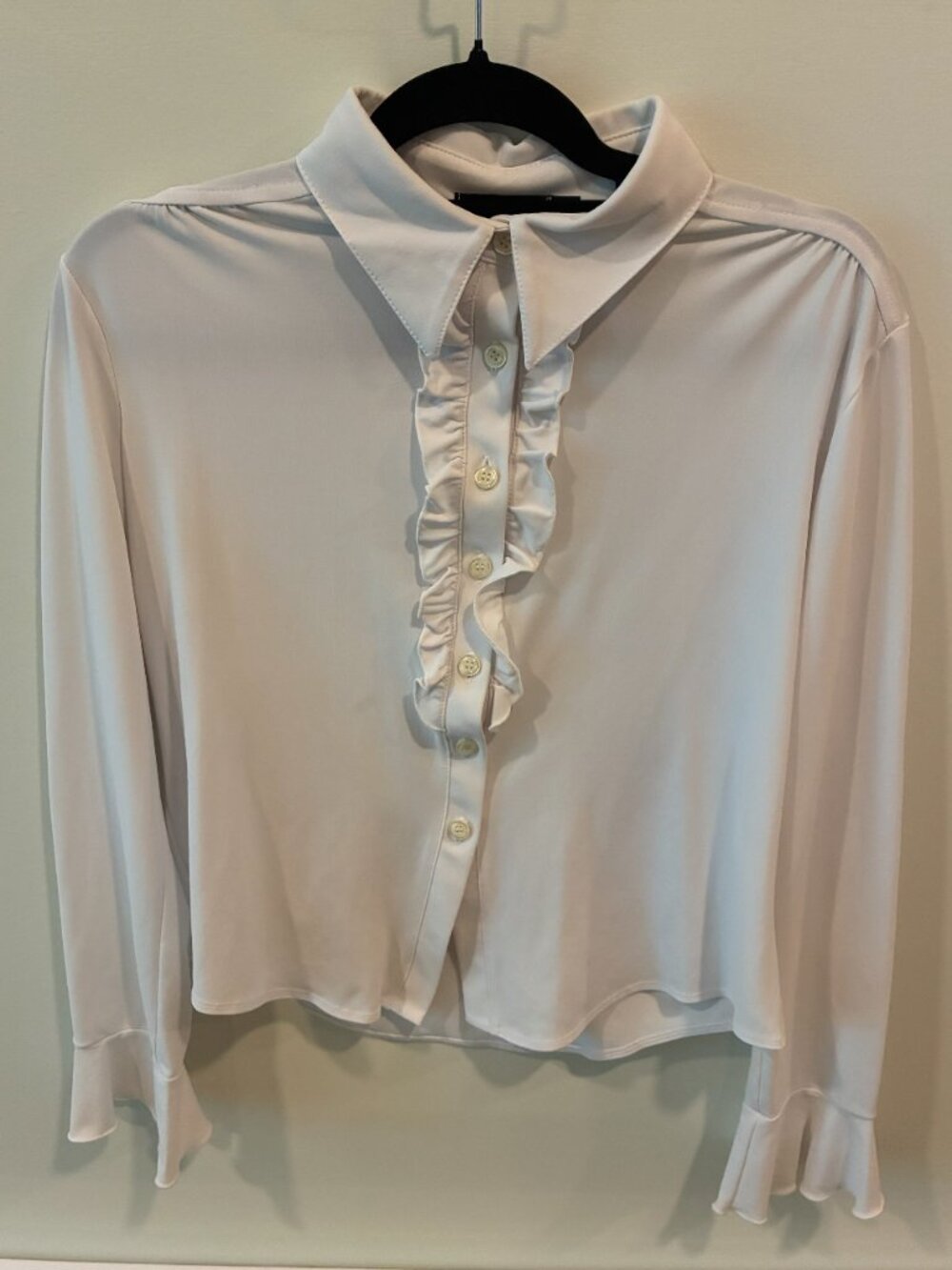 Picadilly Fashions Ruffle Accent Button-Up Blouse